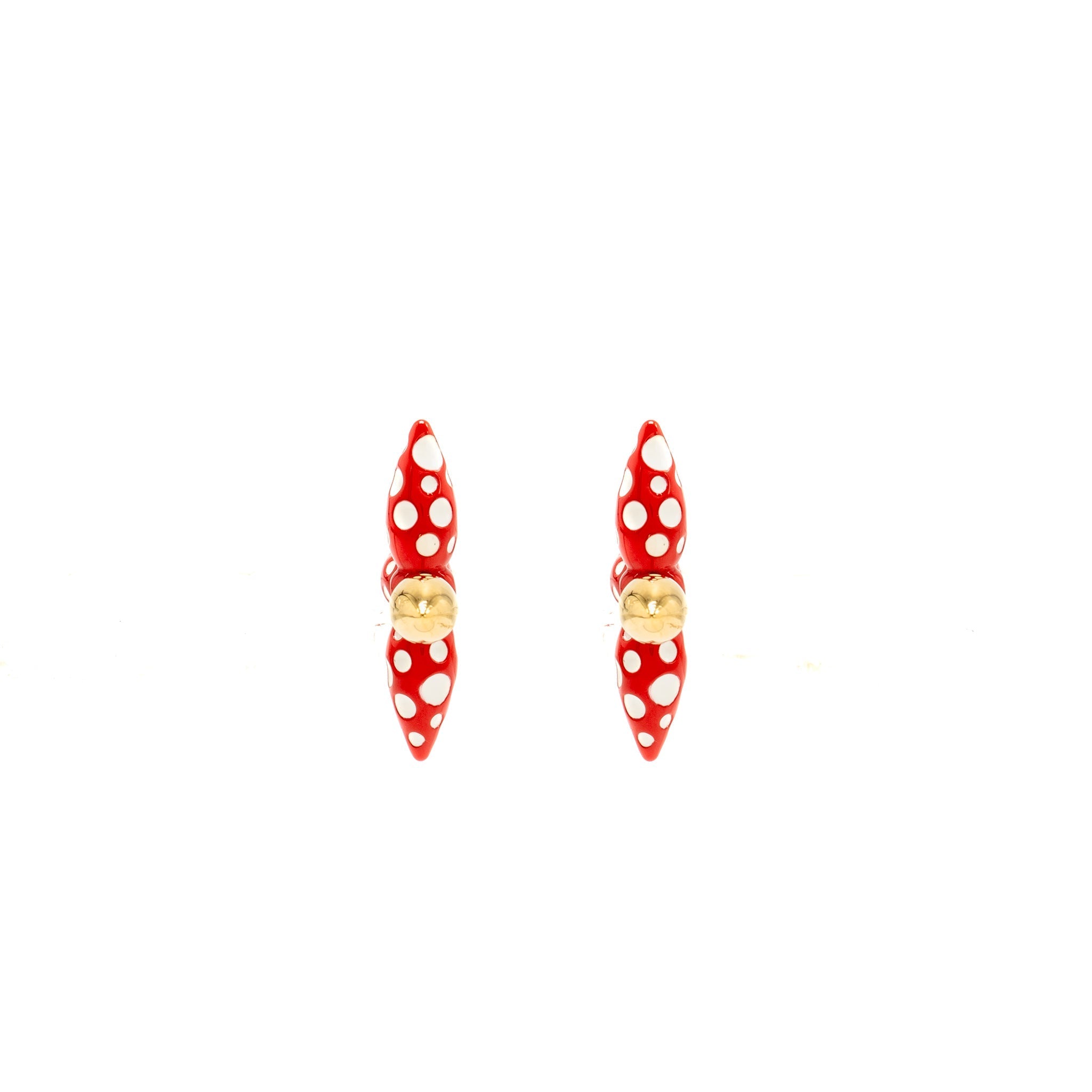 LOUIS VUITTON X YAYOI KUSAMA INFINITY DOTS WITH PUMPKIN CHARM NECKLACE, BRACELET, EARRINGS RED GOLD TONE (SELL IN A SET)