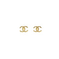 CHANEL CC LOGO EARRINGS GOLD TONE