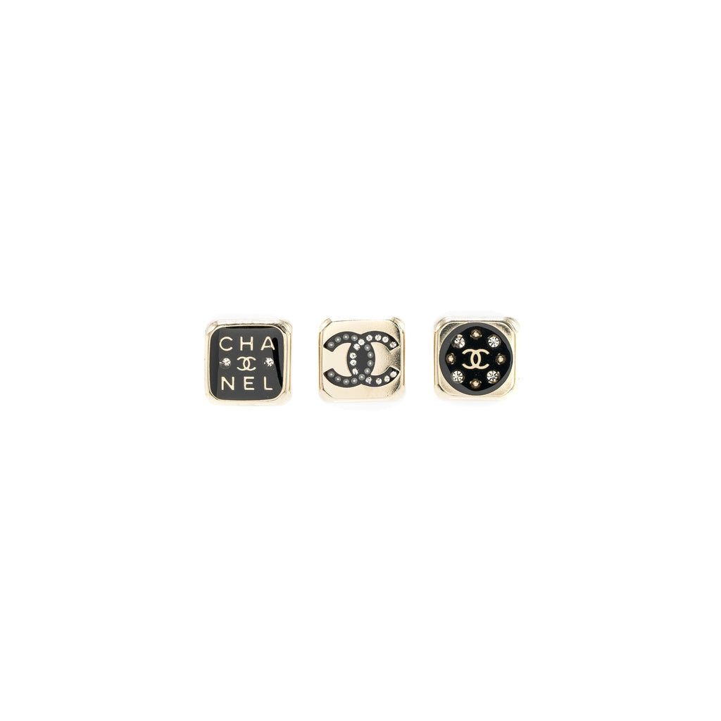CHANEL 3 PINS SQUARE BROOCH LGHW