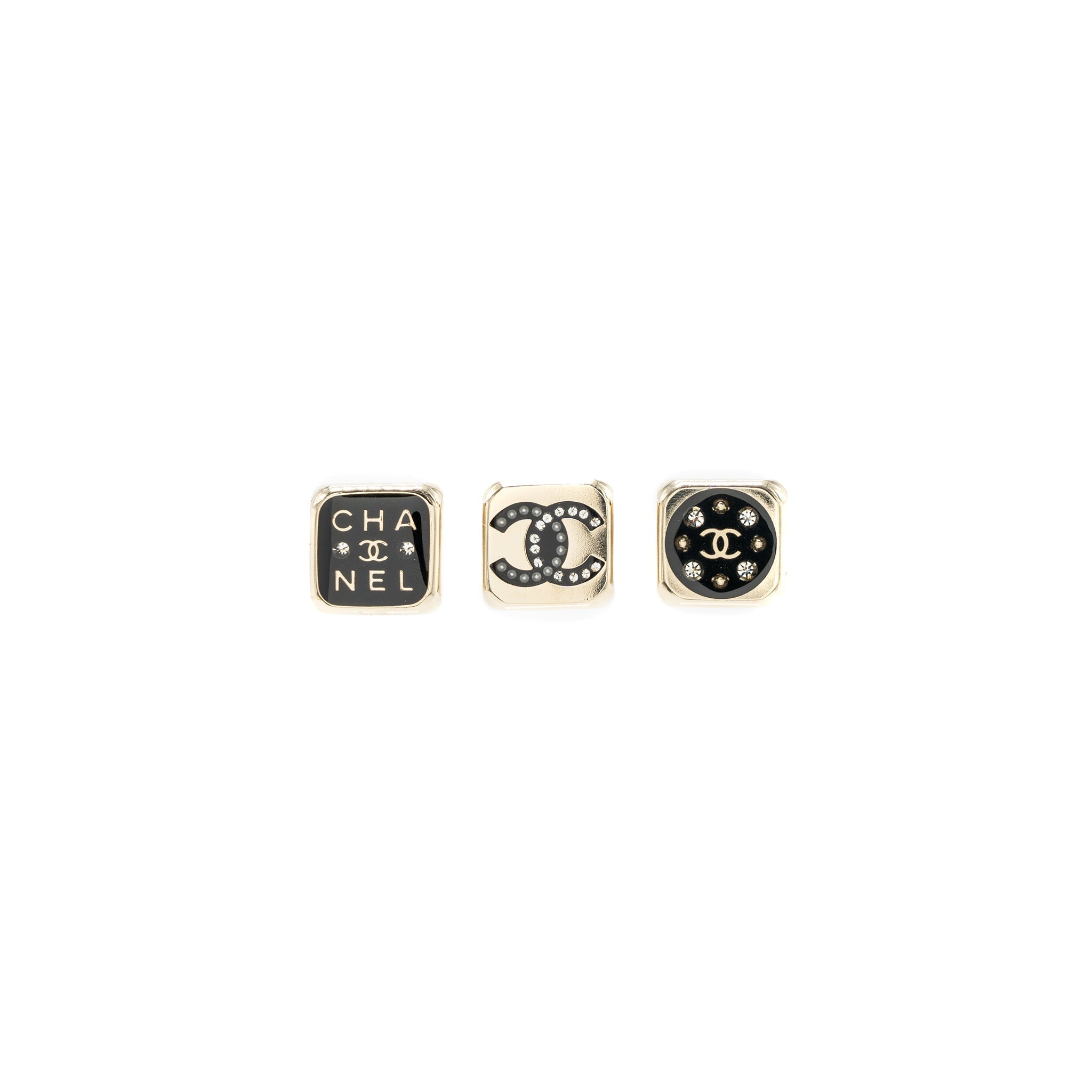 CHANEL 3 PINS SQUARE BROOCH LGHW