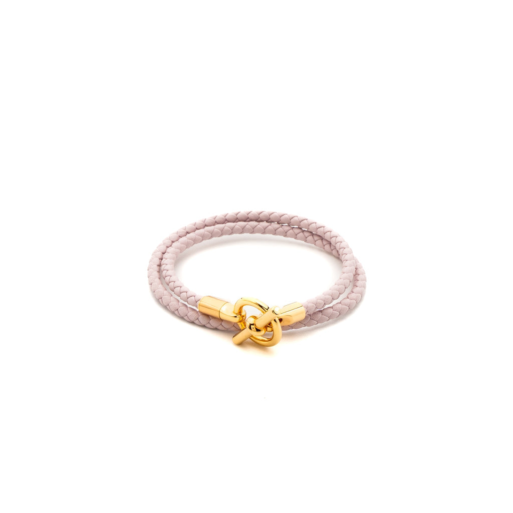 HERMES SIZE T2 GLENAN DOUBLE TOUR BRACELET MAUVE PALE RGHW