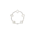 VAN CLEEF & ARPELS VINTAGE ALHAMBRA BRACELET, 5 MOTIFYS WHITE GOLD/MOTHER OF PEARL