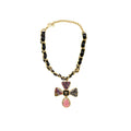 CHANEL GIANT CLOVER CRYSTAL CHOCKER PINK / BLACK / LIGHT GOLD TONE