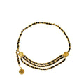 CHANEL VINTAGE 3-TIER STRAND LEATHER CHAIN BELT LAMBSKIN 24K GOLD PLATED