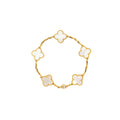 VAN CLEEF & ARPELS VINTAGE ALHAMBRA 5 MOTIF BRACELET YELLOW GOLD / WHITE MOTHER OF PEARL