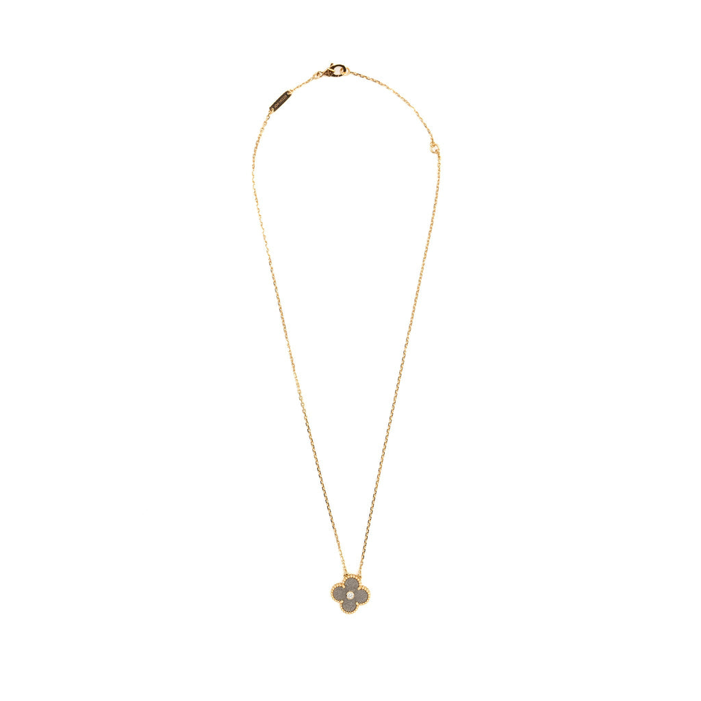 VAN CLEEF & ARPELS 2023 ALHAMBRA HOLIDAY LIMITED PENDANT SILVER OBSIDIAN ROSE GOLD DIAMOND