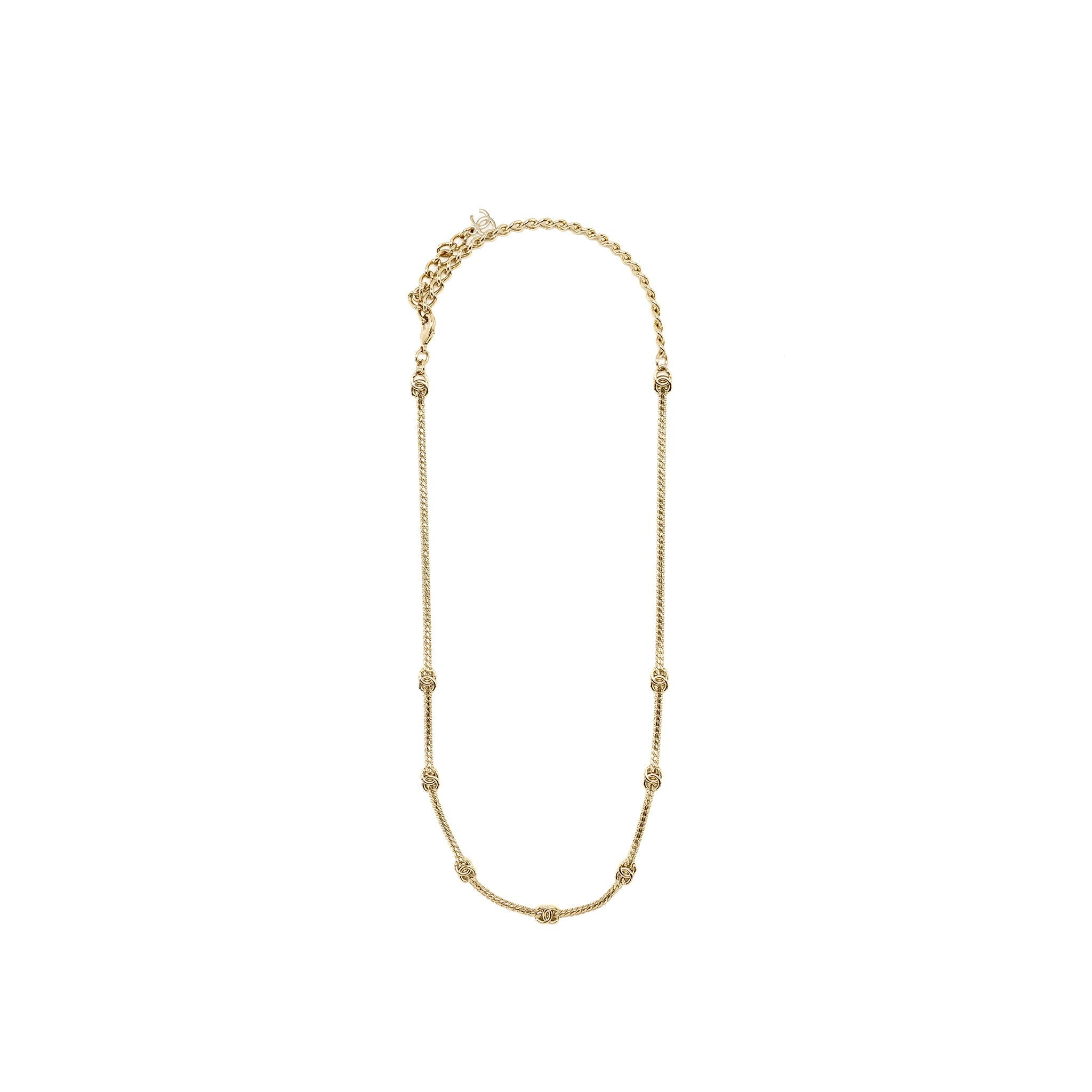 CHANEL CC LOGO NECKLACE LIGHT GOLD TONE