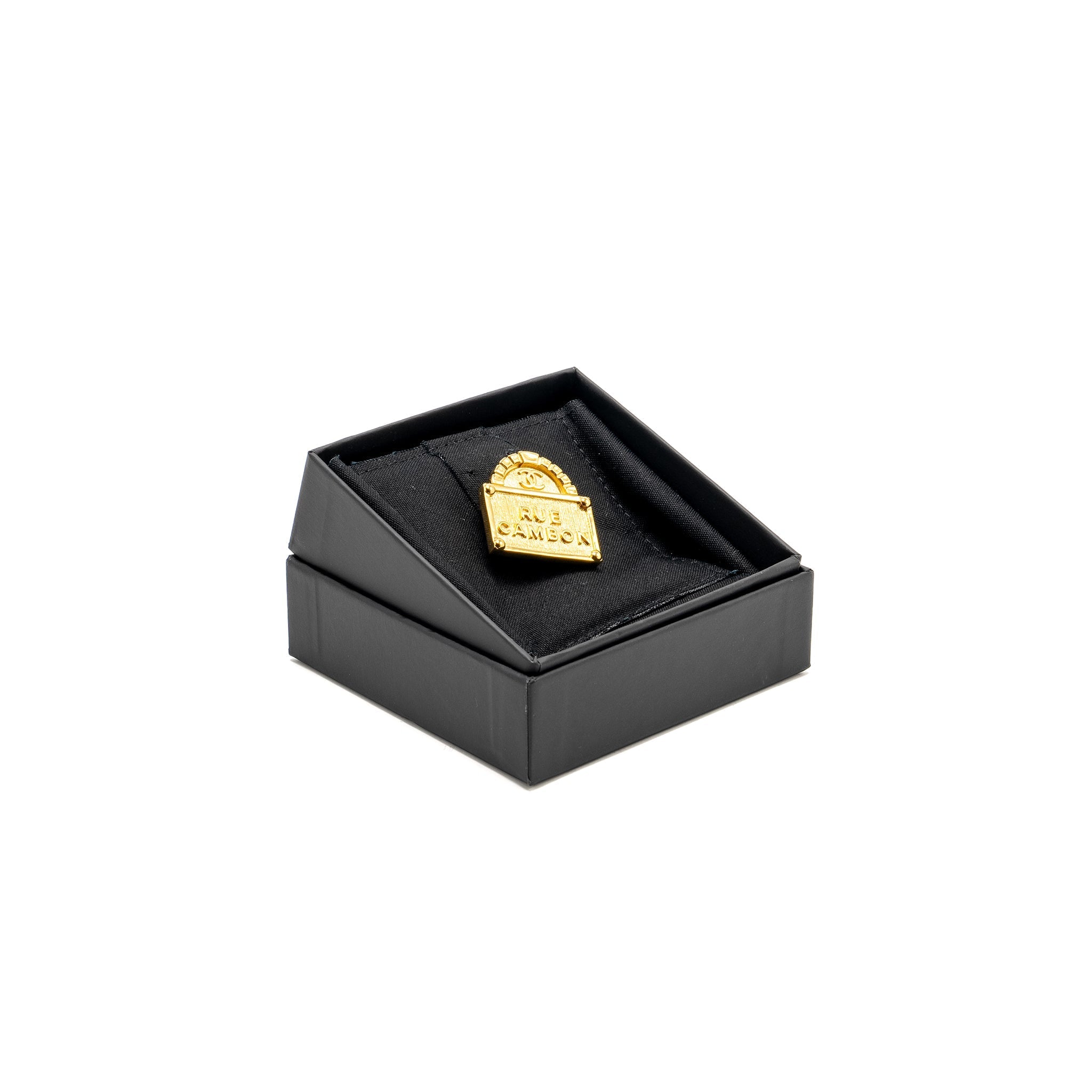 CHANEL RUE CAMBON/ CC LOGO BROOCH GOLD TONE