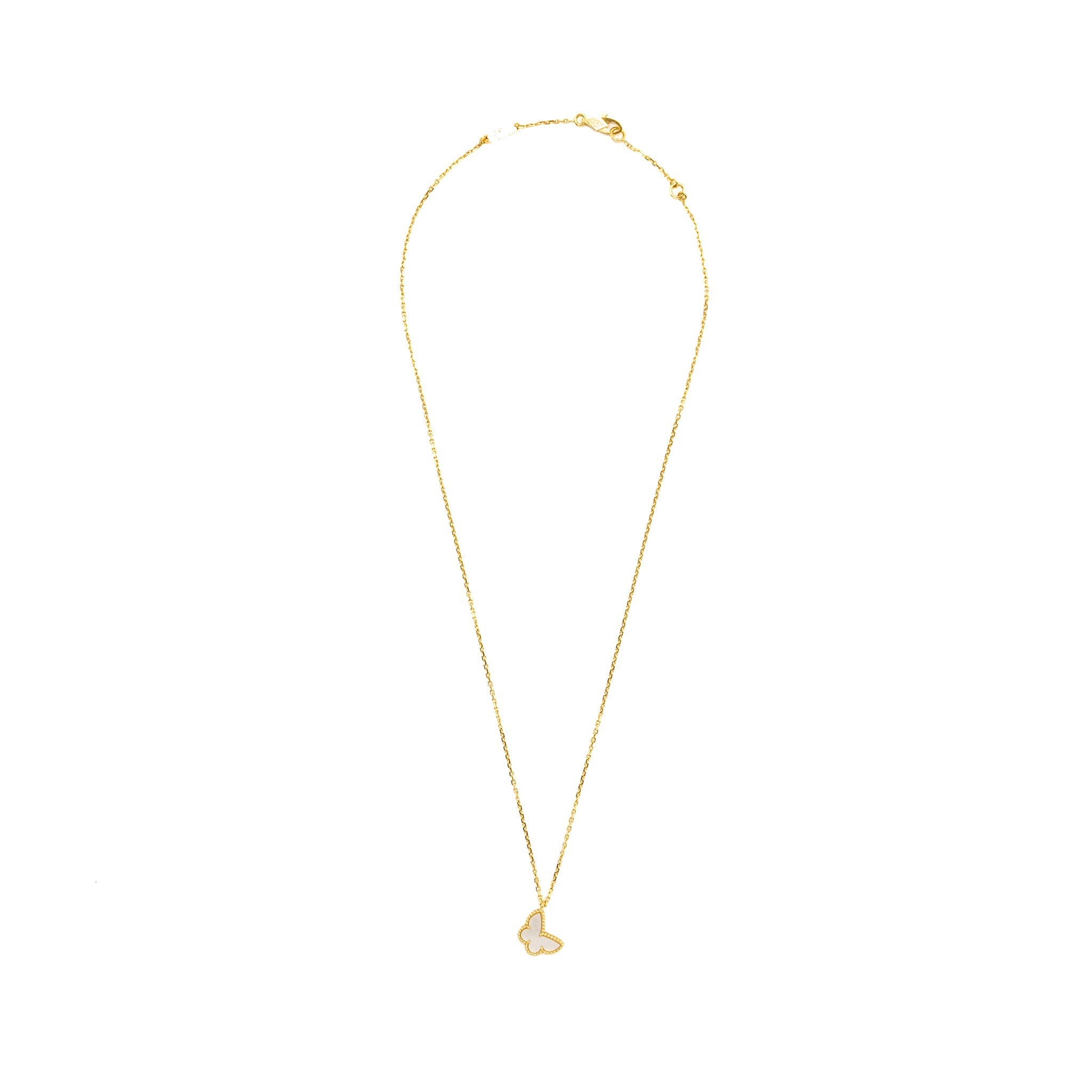 VAN CLEEF & ARPELS SWEET ALHAMBRA BUTTERFLY PENDANT, WHITE MOTHER OF PEARL YELLOW GOLD