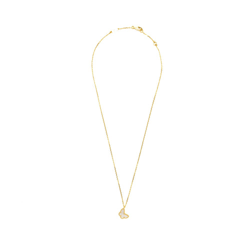 VAN CLEEF & ARPELS SWEET ALHAMBRA BUTTERFLY PENDANT, WHITE MOTHER OF PEARL YELLOW GOLD