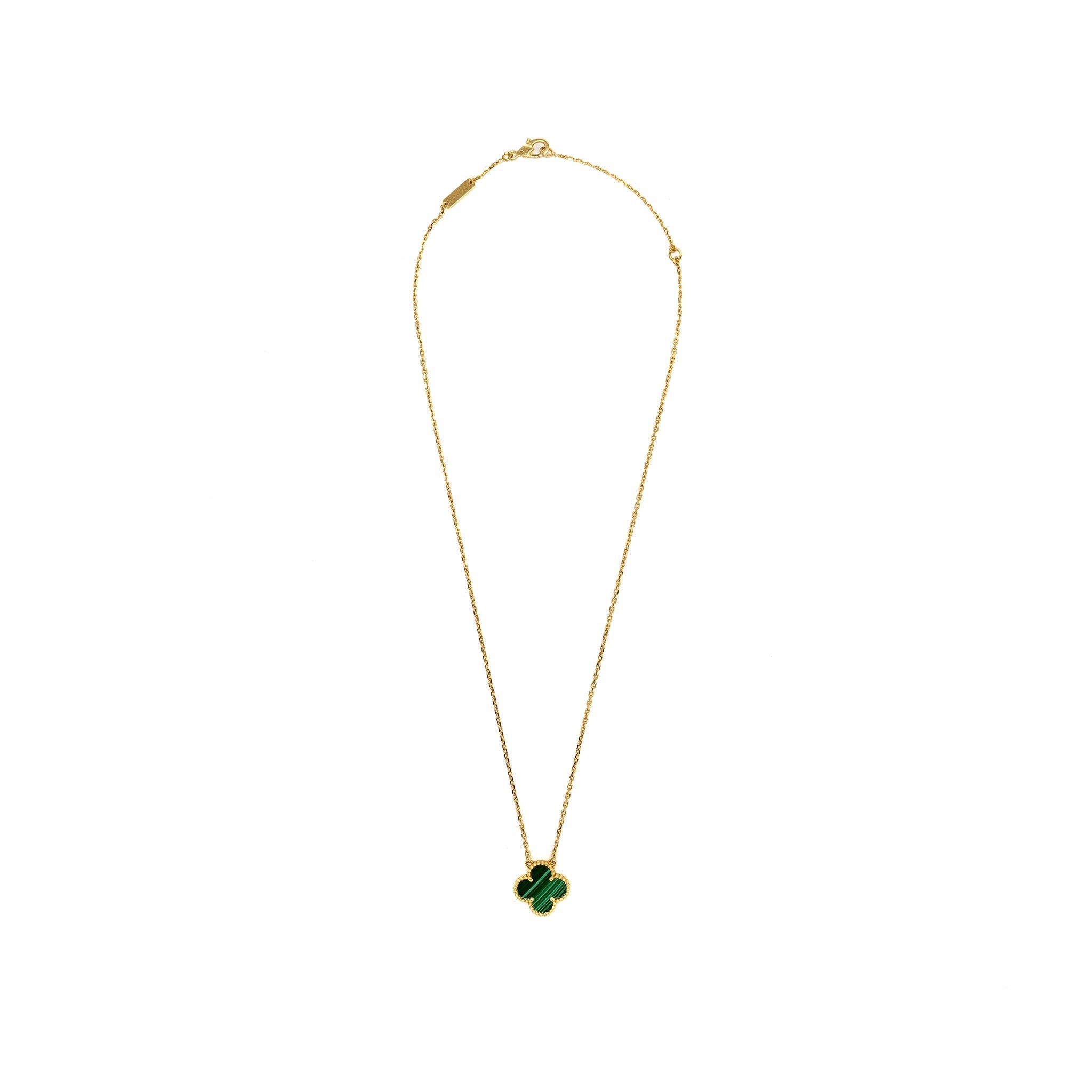 VAN CLEEF & ARPELS VINTAGE ALHAMBRA PENDANT MALACHITE YELLOW GOLD