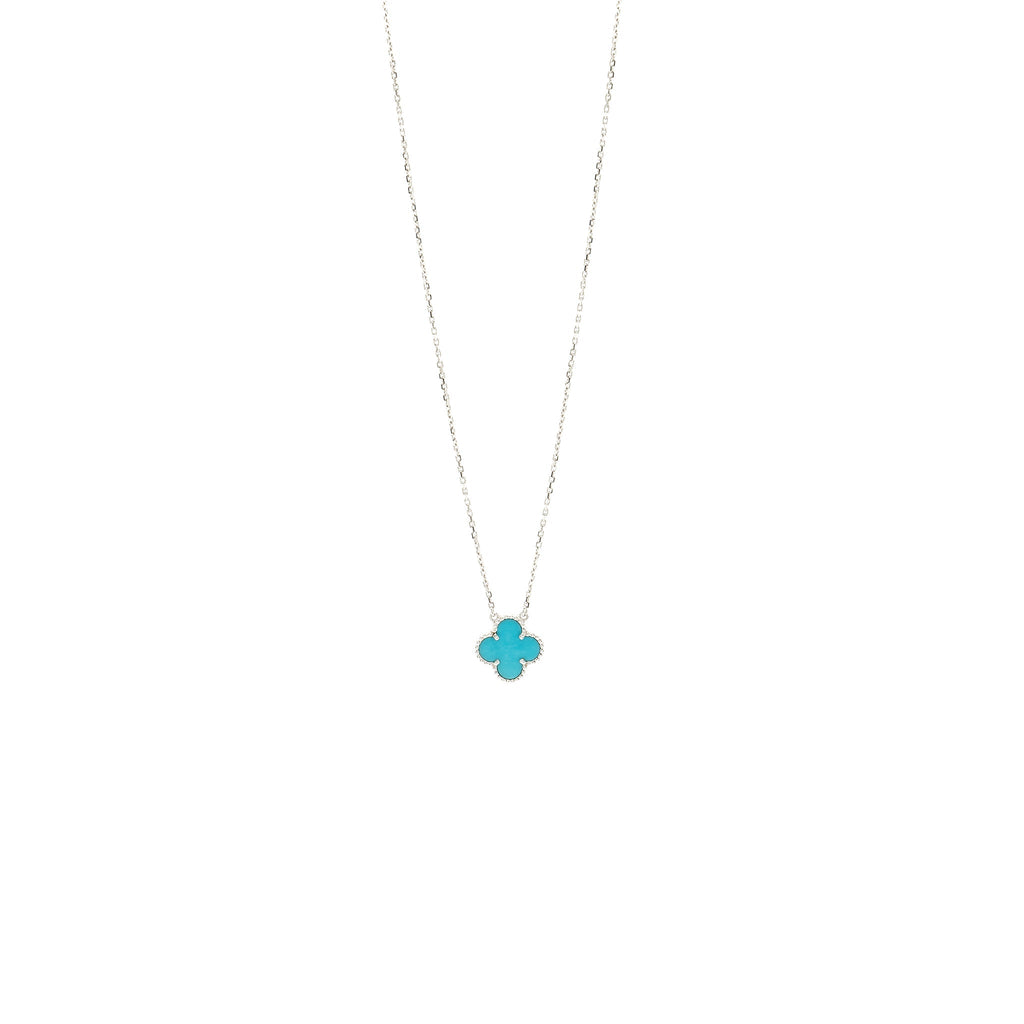 VAN CLEEF & ARPELS VINTAGE ALHAMBRA PENDANT TURQUOISE / 18K WHITE GOLD