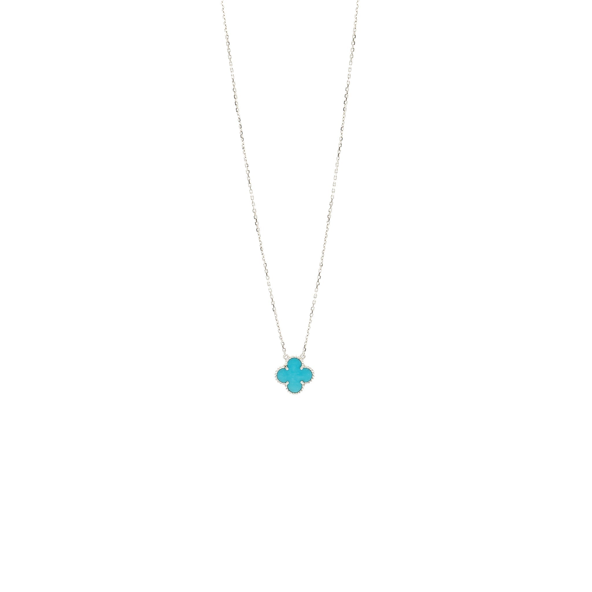 VAN CLEEF & ARPELS VINTAGE ALHAMBRA PENDANT TURQUOISE / 18K WHITE GOLD