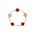 VAN CLEEF & ARPELS VINTAGE ALHAMBRA BRACELET 5 MOTIFS ROSE GOLD, CARNELIAN