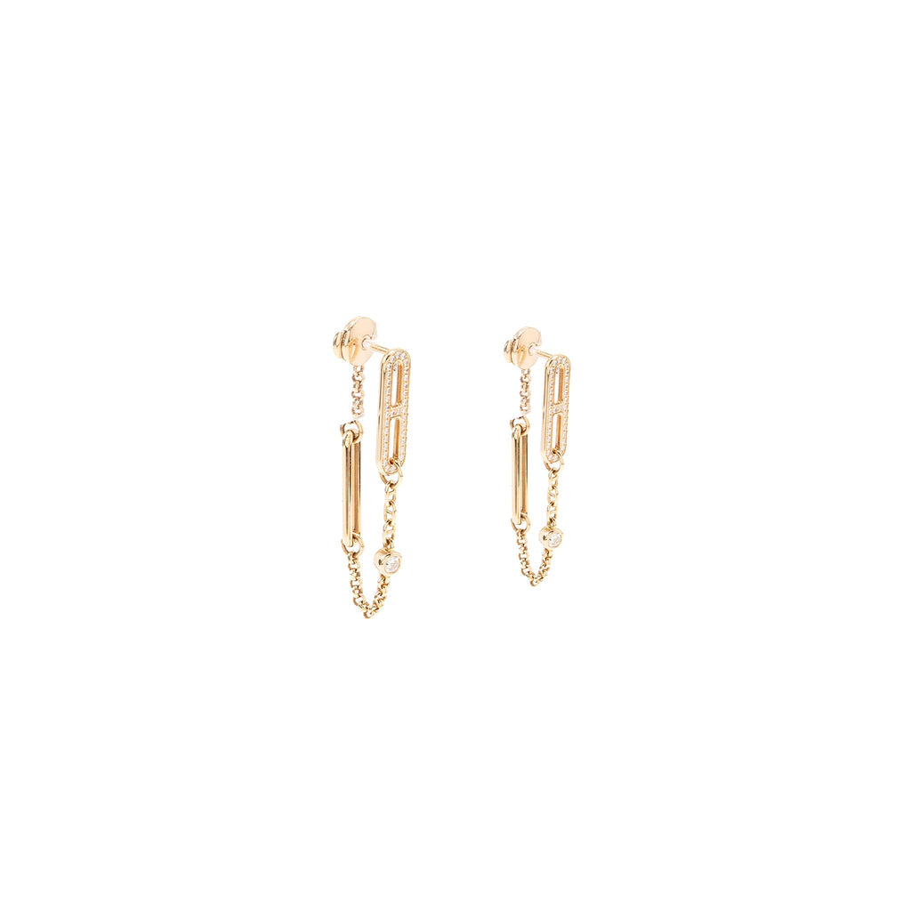 HERMES CHAIN D’ANCRE CHAOS EARRINGS ROSE GOLD, DIAMONDS