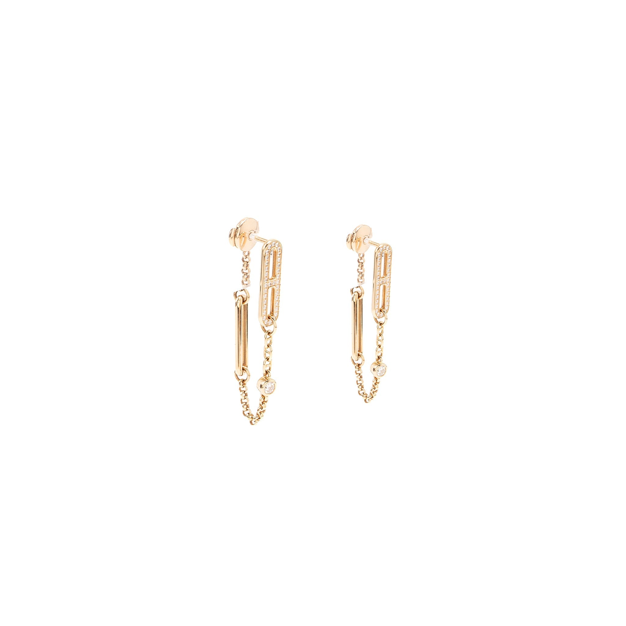 HERMES CHAIN D’ANCRE CHAOS EARRINGS ROSE GOLD, DIAMONDS