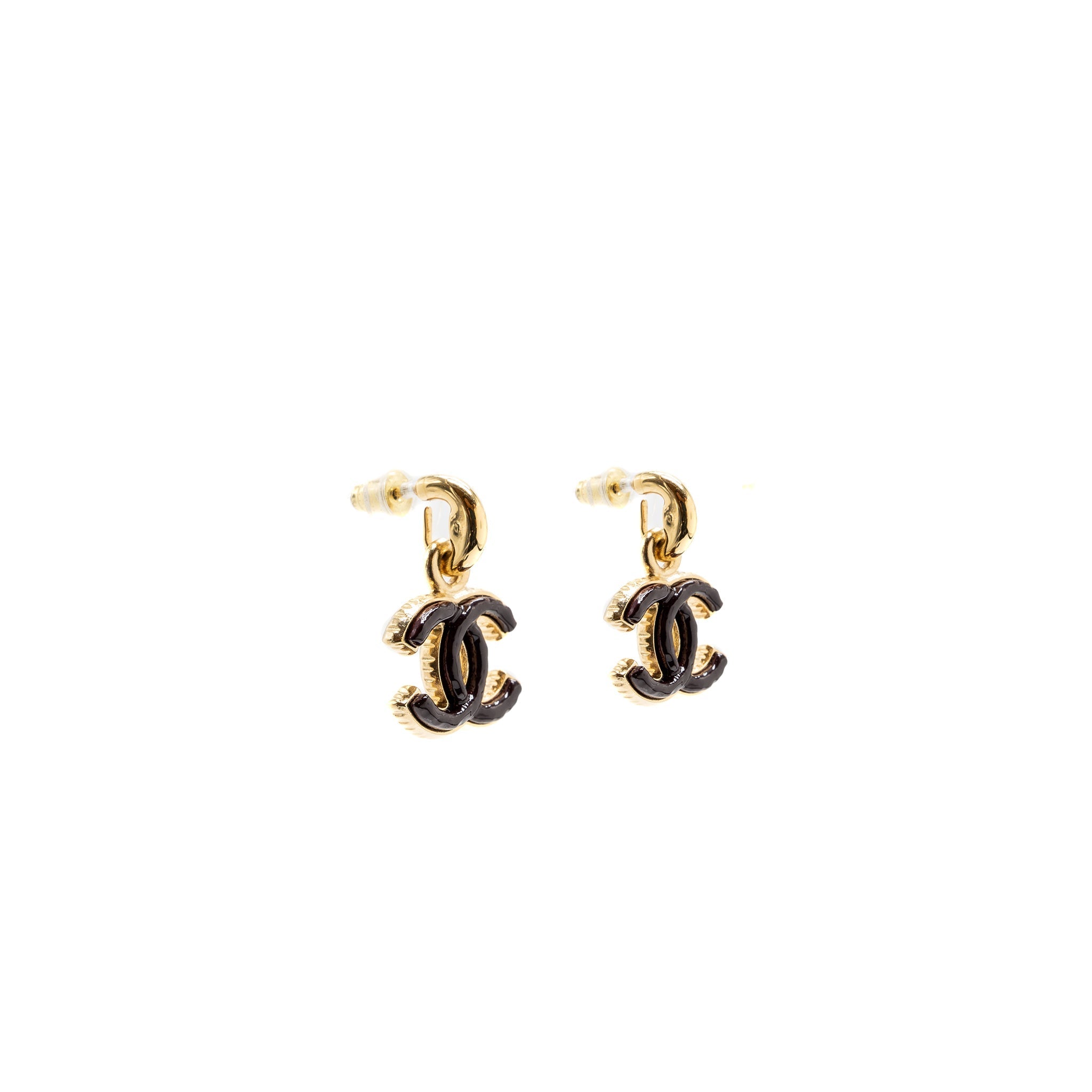 CHANEL CC DROP EARRINGS DARK RED/ GOLD TONE