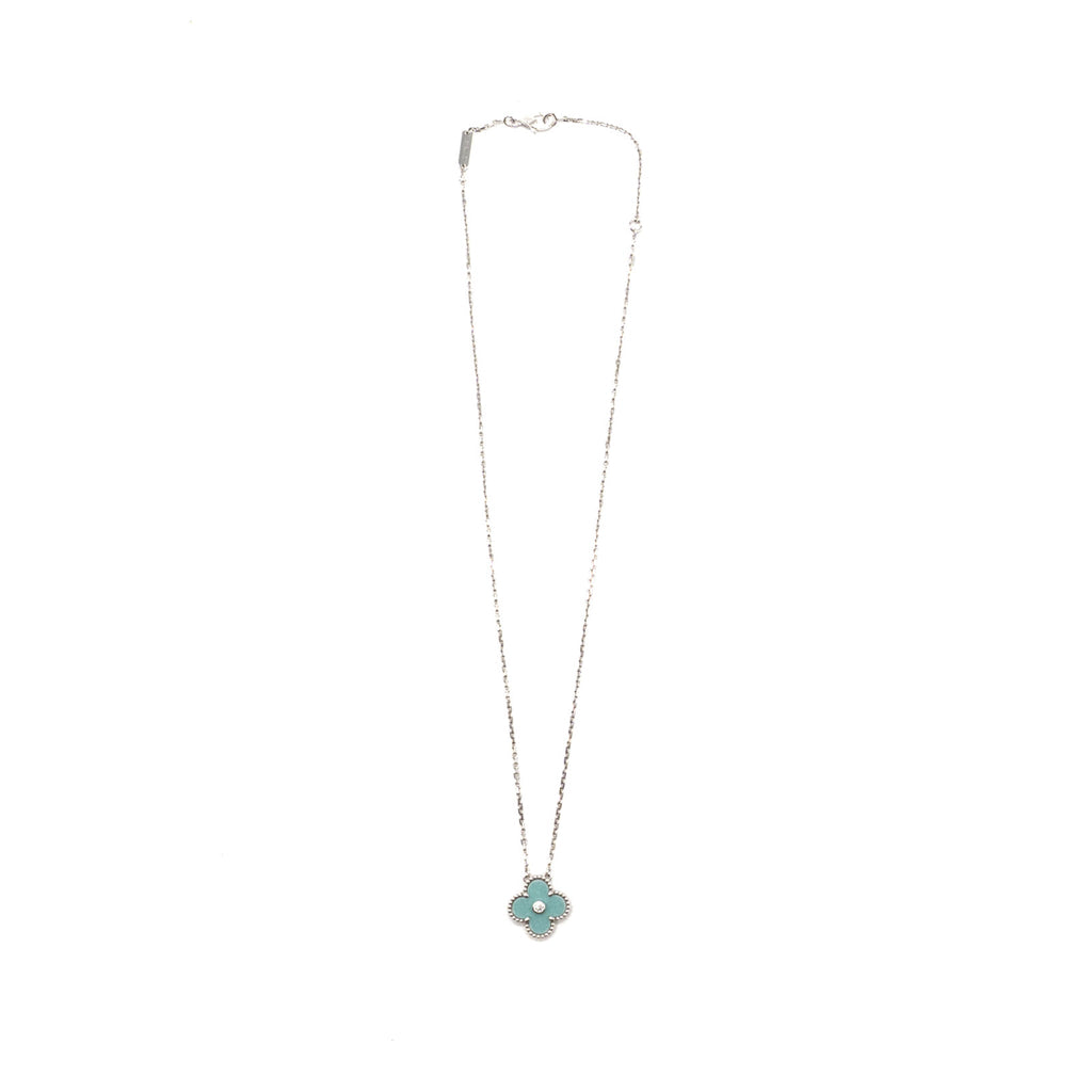 VAN CLEEF&ARPELS 2022 HOLIDAY CHRISTMAS LIMITED VINTAGE ALHAMBRA PENDANT WHITE GOLD