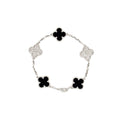 VAN CLEEF & ARPELS VINTAGE ALHAMBRA BRACELET 5 MOTIFS WHITE GOLD/DIAMONDS/ONYX