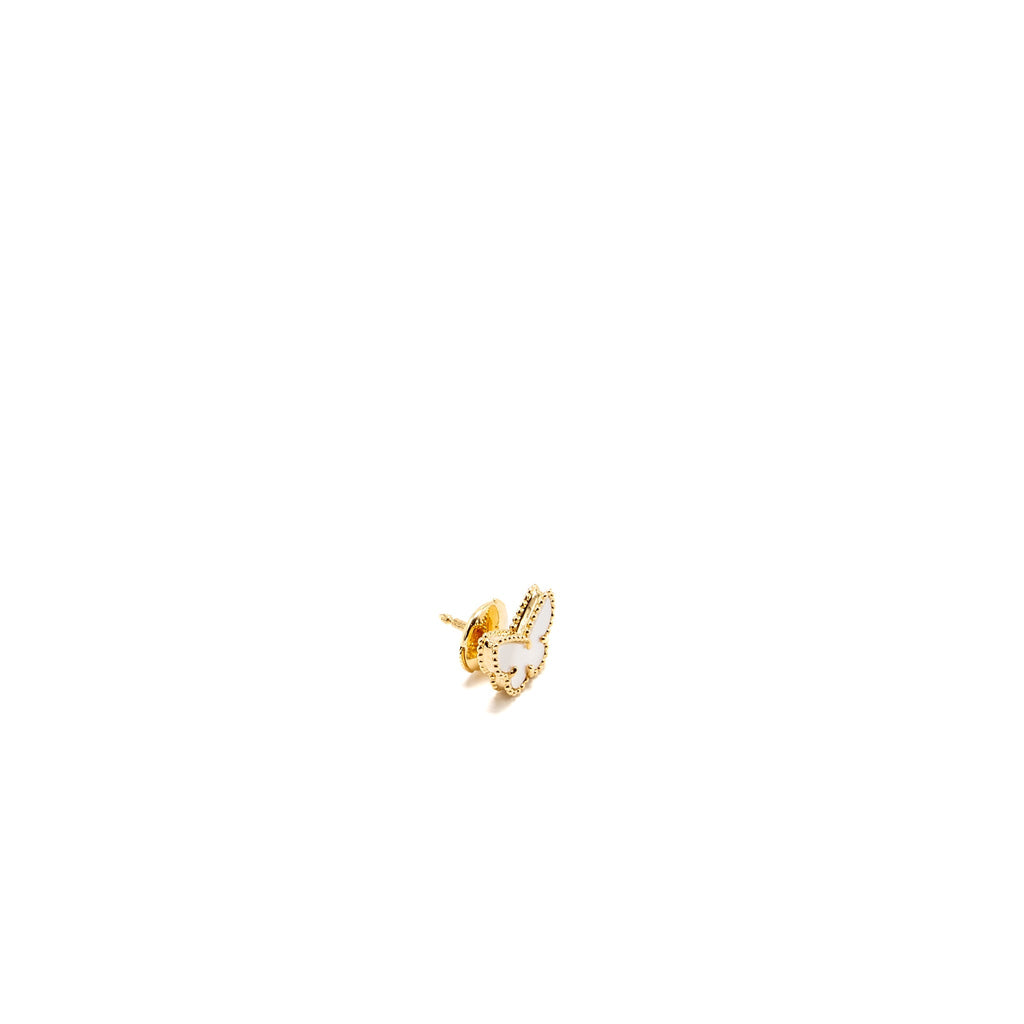 VAN CLEEF AND ARPELS SWEET BUTTERFLIES EARSTUDS 18K YELLOW GOLD / MOTHER OF PEARL