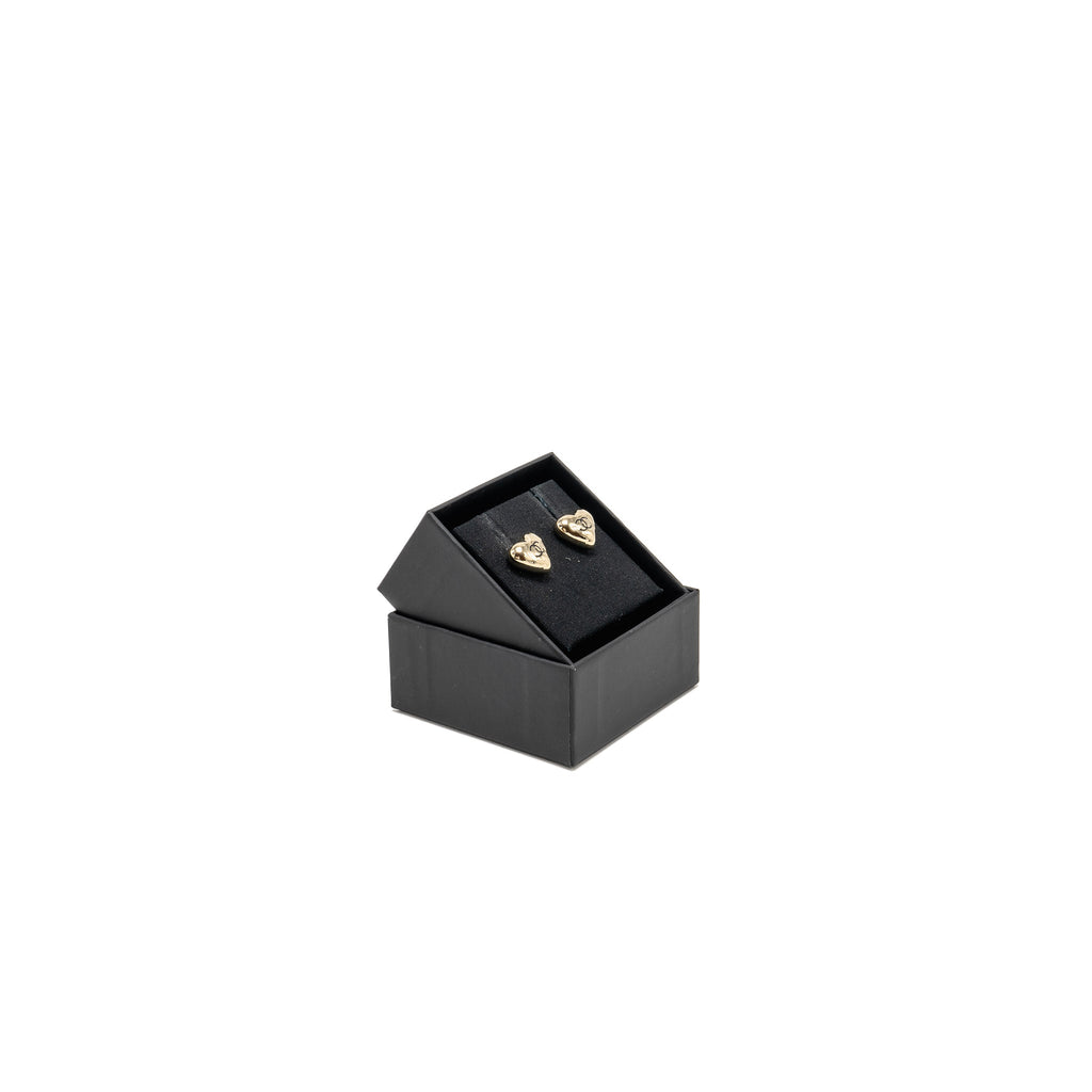 CHANEL MINI HEART CC LOGO EARRINGS LIGHT GOLD TONE