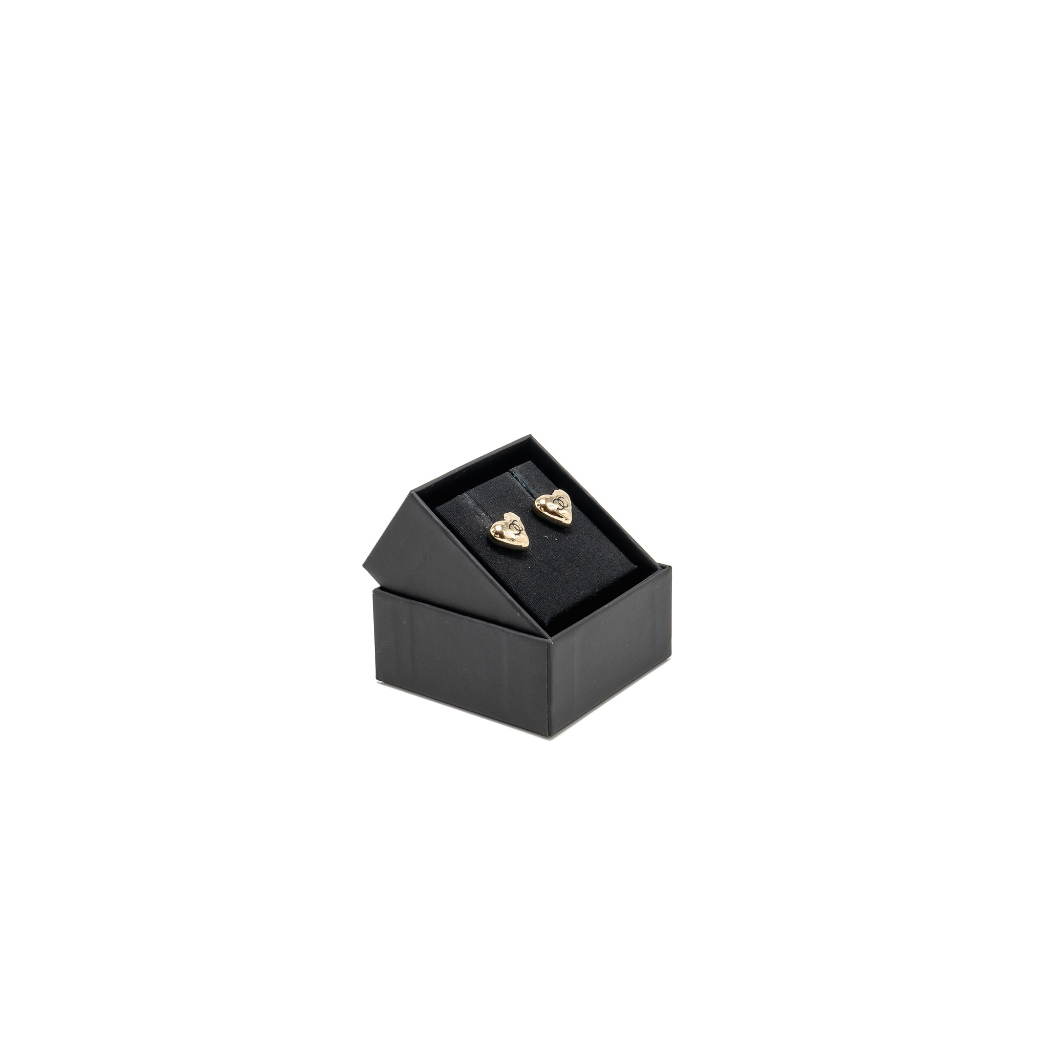 CHANEL MINI HEART CC LOGO EARRINGS LIGHT GOLD TONE