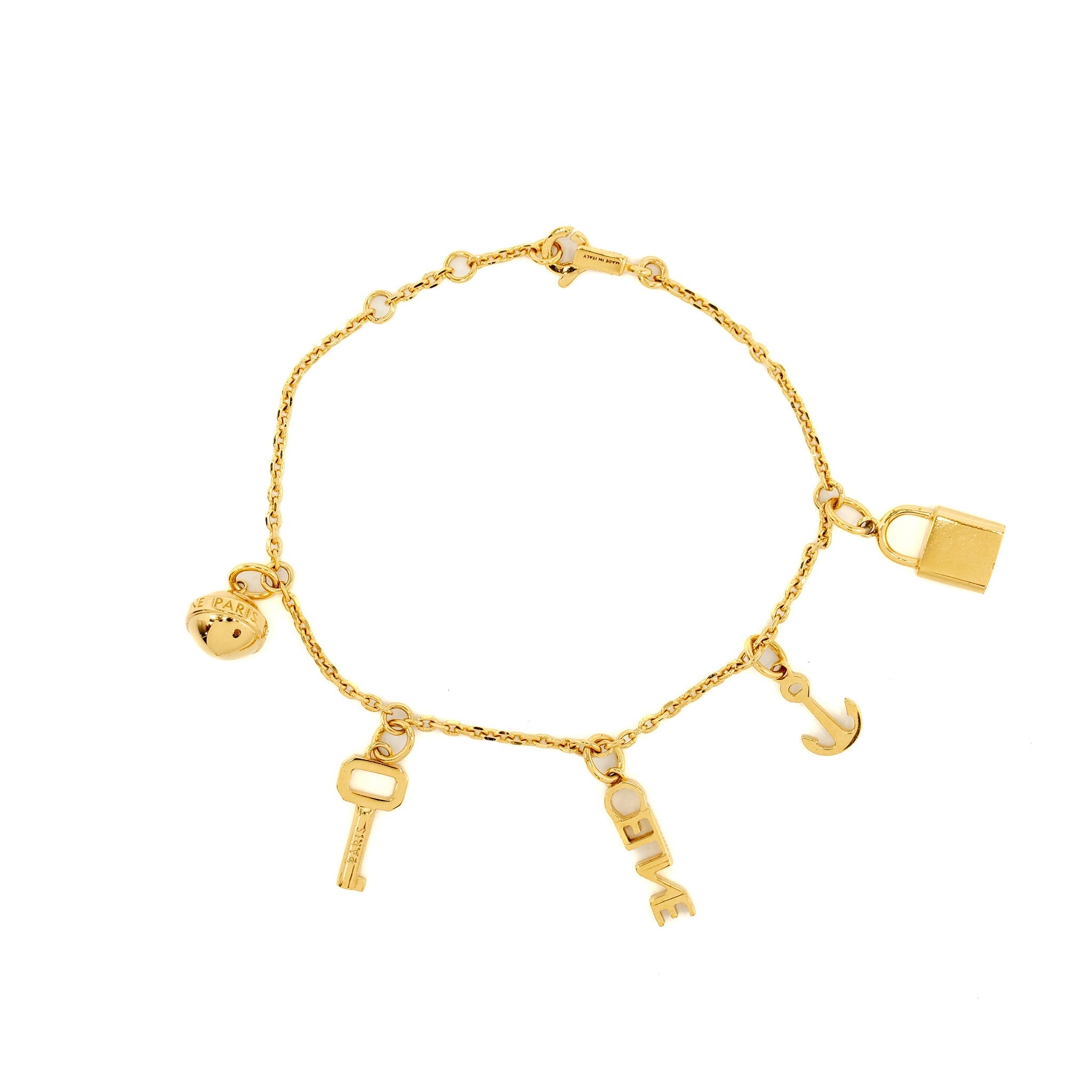CELINE PADLOCK CHARM/KEY BRACELET GOLD TONE