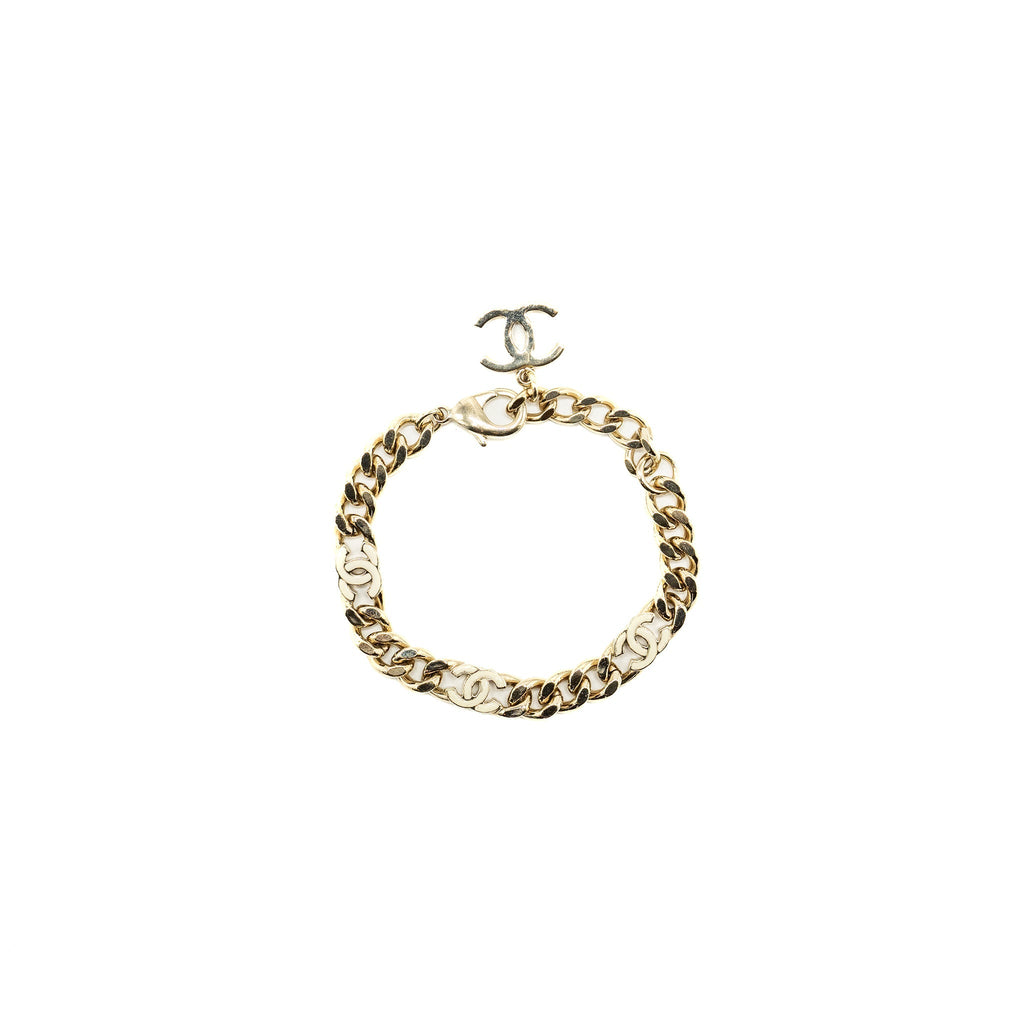 CHANEL CC LOGO CHAIN BRACELET LIGHT GOLD TONE