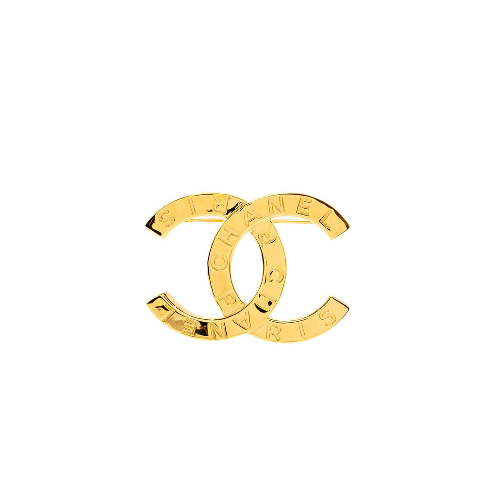 CHANEL CC LOGO CHANEL LETTER BROOCH GOLD TONE
