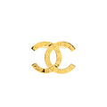 CHANEL CC LOGO CHANEL LETTER BROOCH GOLD TONE