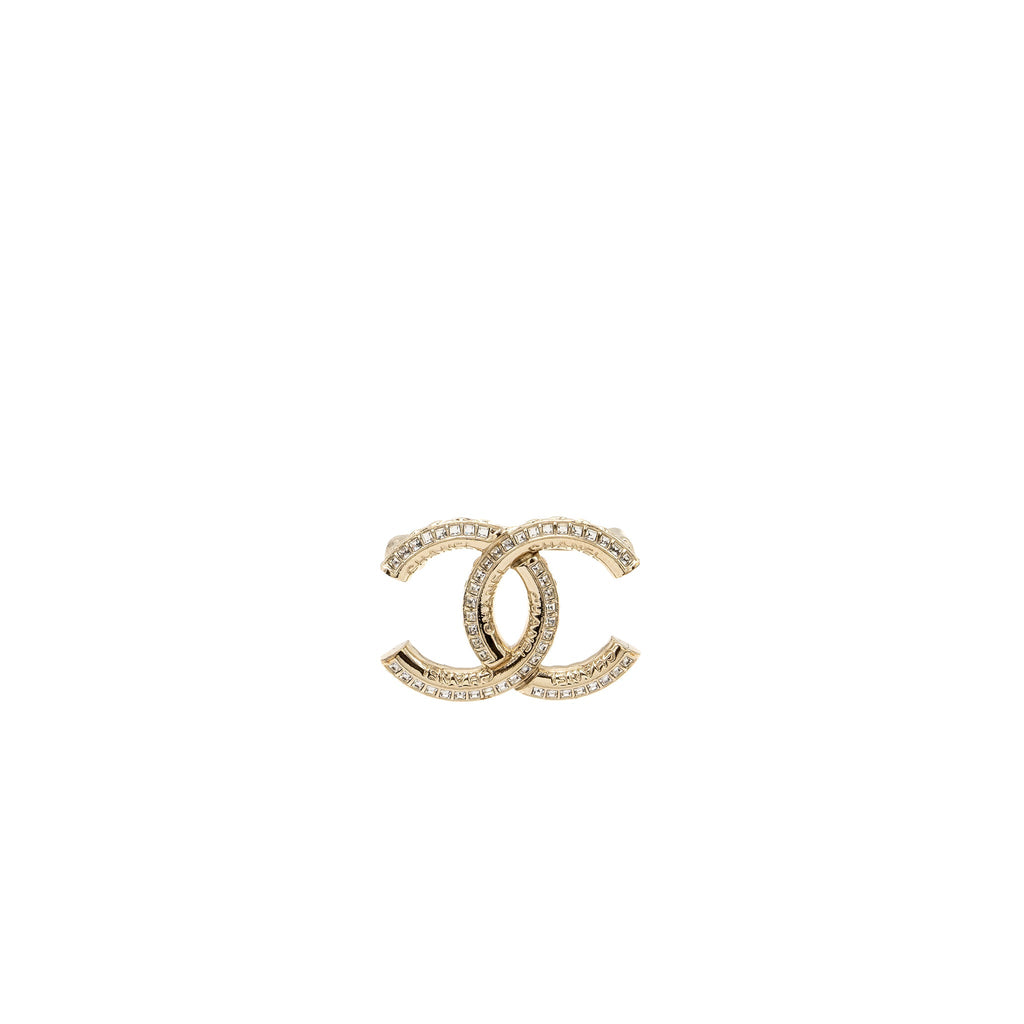 CHANEL CC LOGO BROOCH METAL/STRASS SILVER TONE
