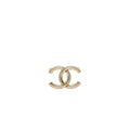 CHANEL CC LOGO BROOCH METAL/STRASS SILVER TONE
