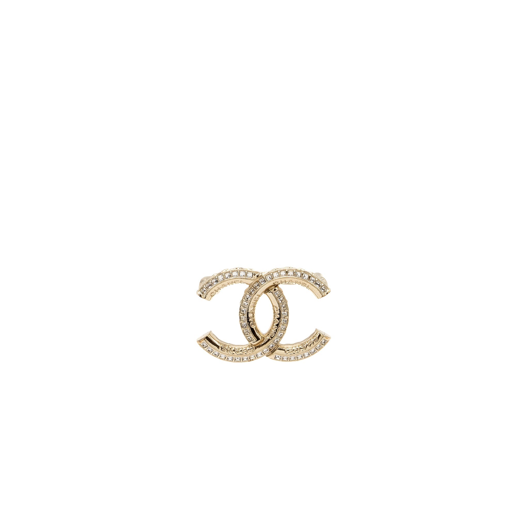 CHANEL CC LOGO BROOCH METAL/STRASS SILVER TONE
