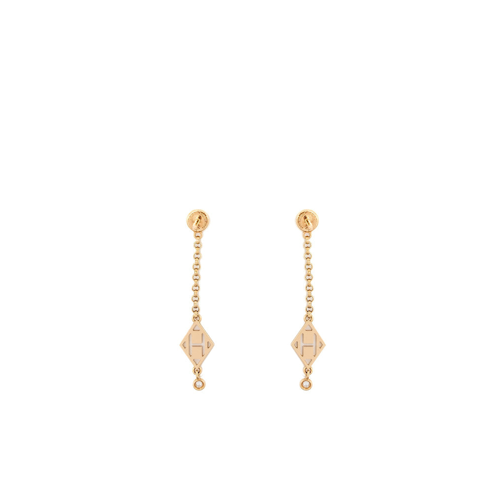HERMES GAMBADE H EARRINGS ROSE GOLD DIAMONDS