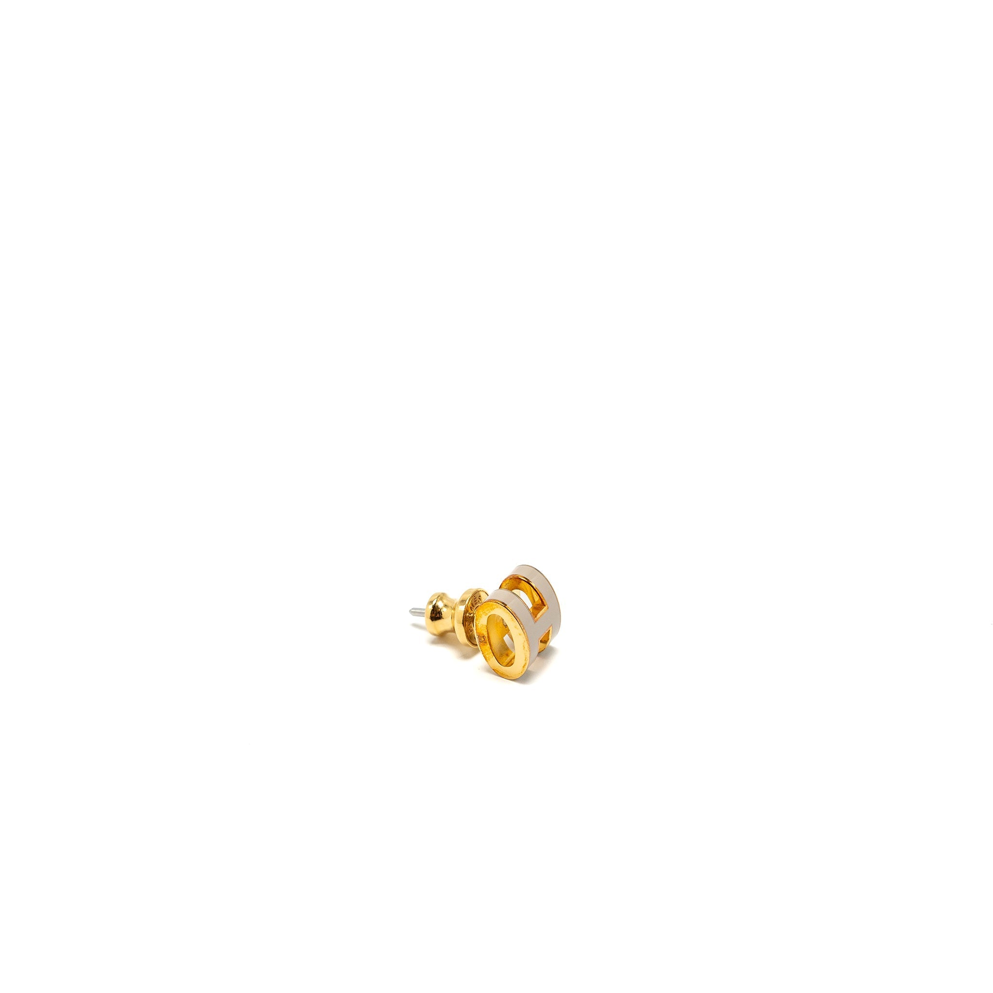 HERMES MINI POP H EARRINGS MARRON GLACE GHW