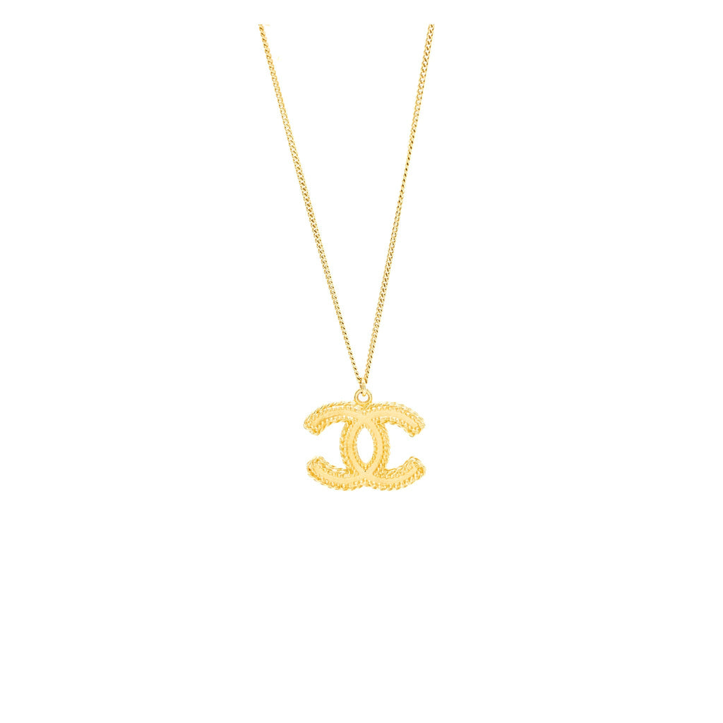 CHANEL CC LOGO LONG NECKLACE GOLD TONE