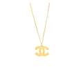 CHANEL CC LOGO LONG NECKLACE GOLD TONE