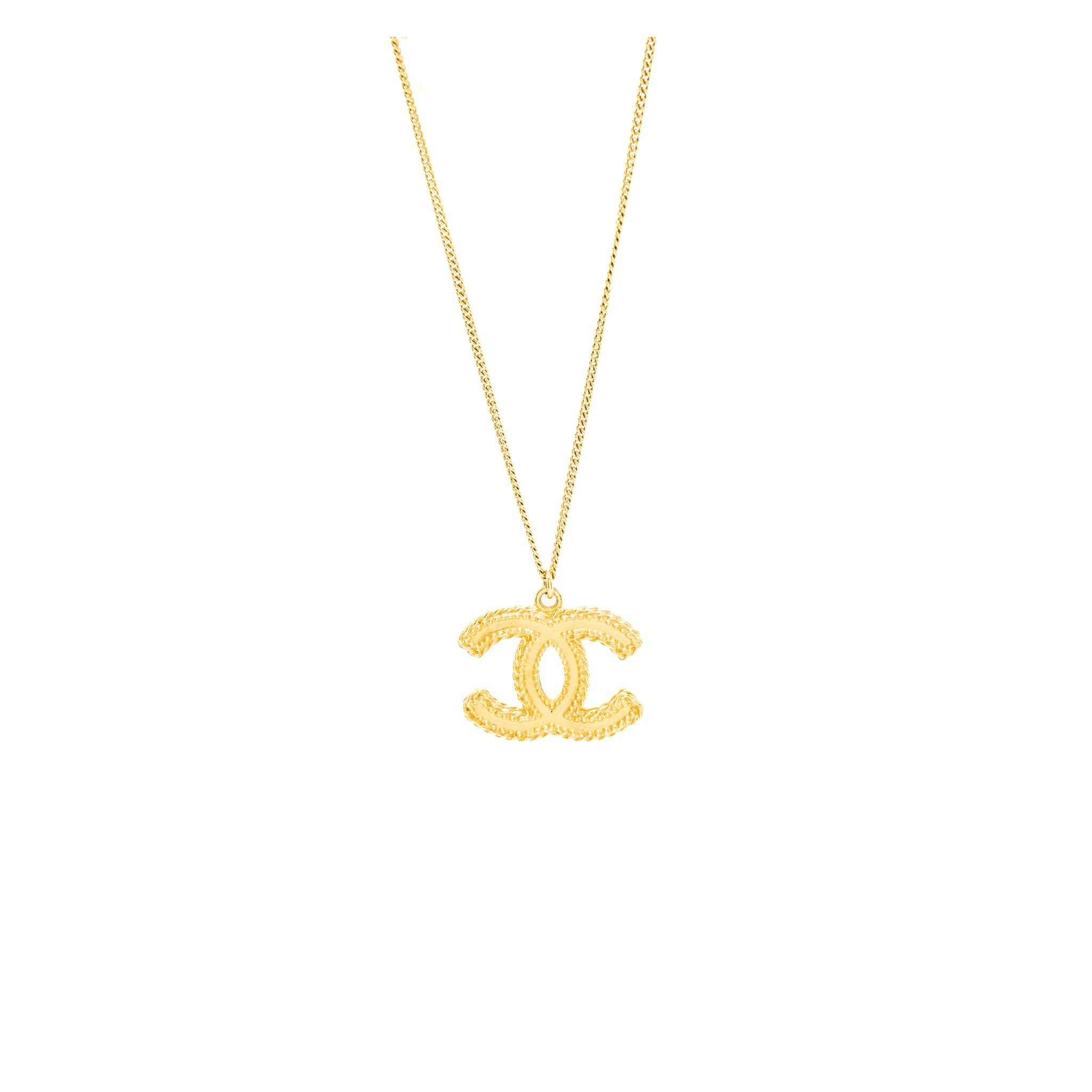 CHANEL CC LOGO LONG NECKLACE GOLD TONE