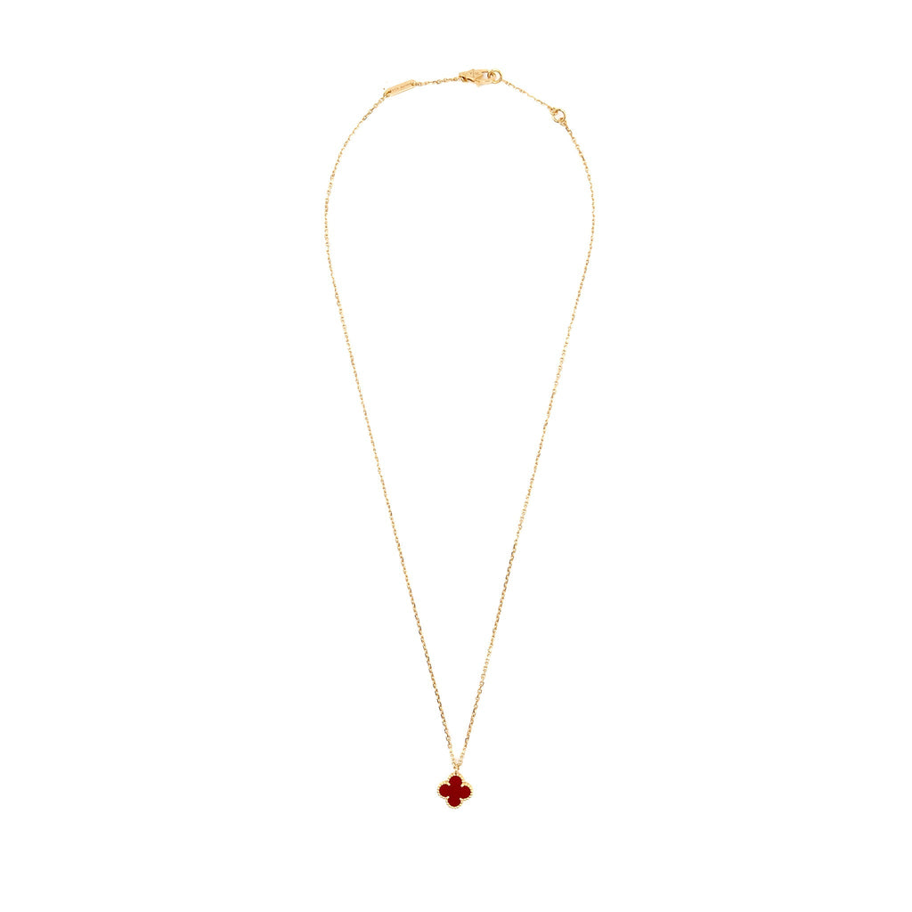 VAN CLEEF & ARPELS SWEET ALHAMBRA PENDANT ROSE GOLD, CARNELIAN