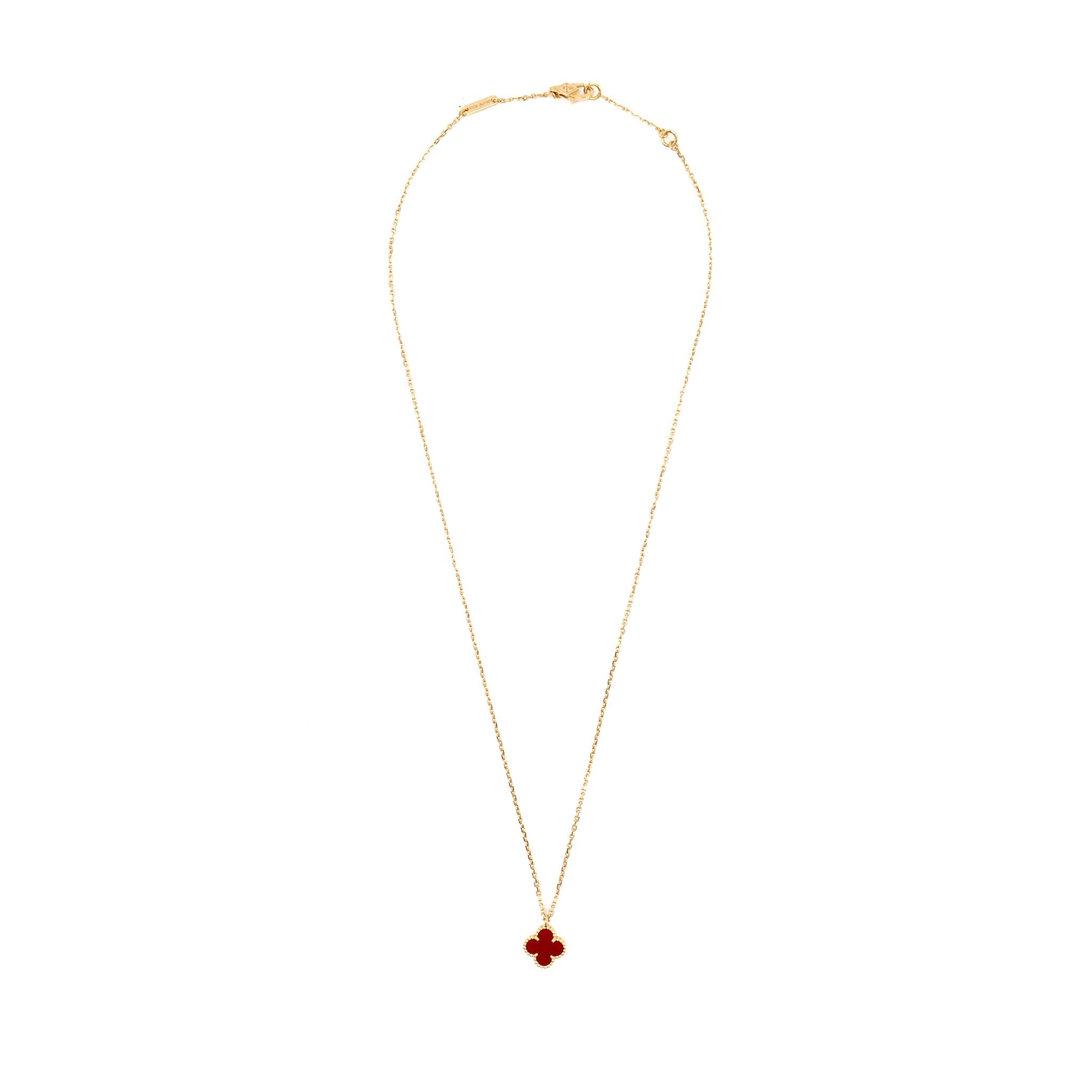 VAN CLEEF & ARPELS SWEET ALHAMBRA PENDANT ROSE GOLD, CARNELIAN