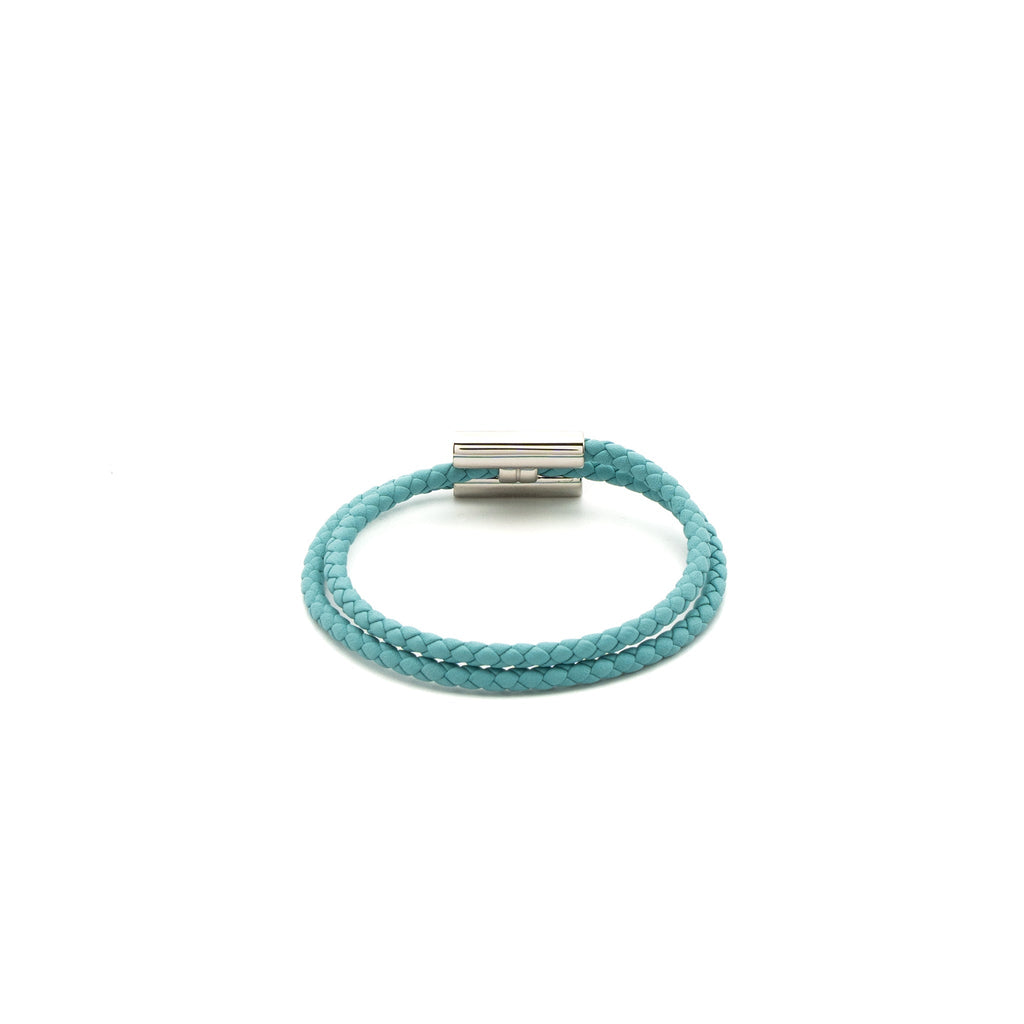 HERMES SIZE T3 TOURNIS TRESSE BRACELET BLUE ATOLL SHW