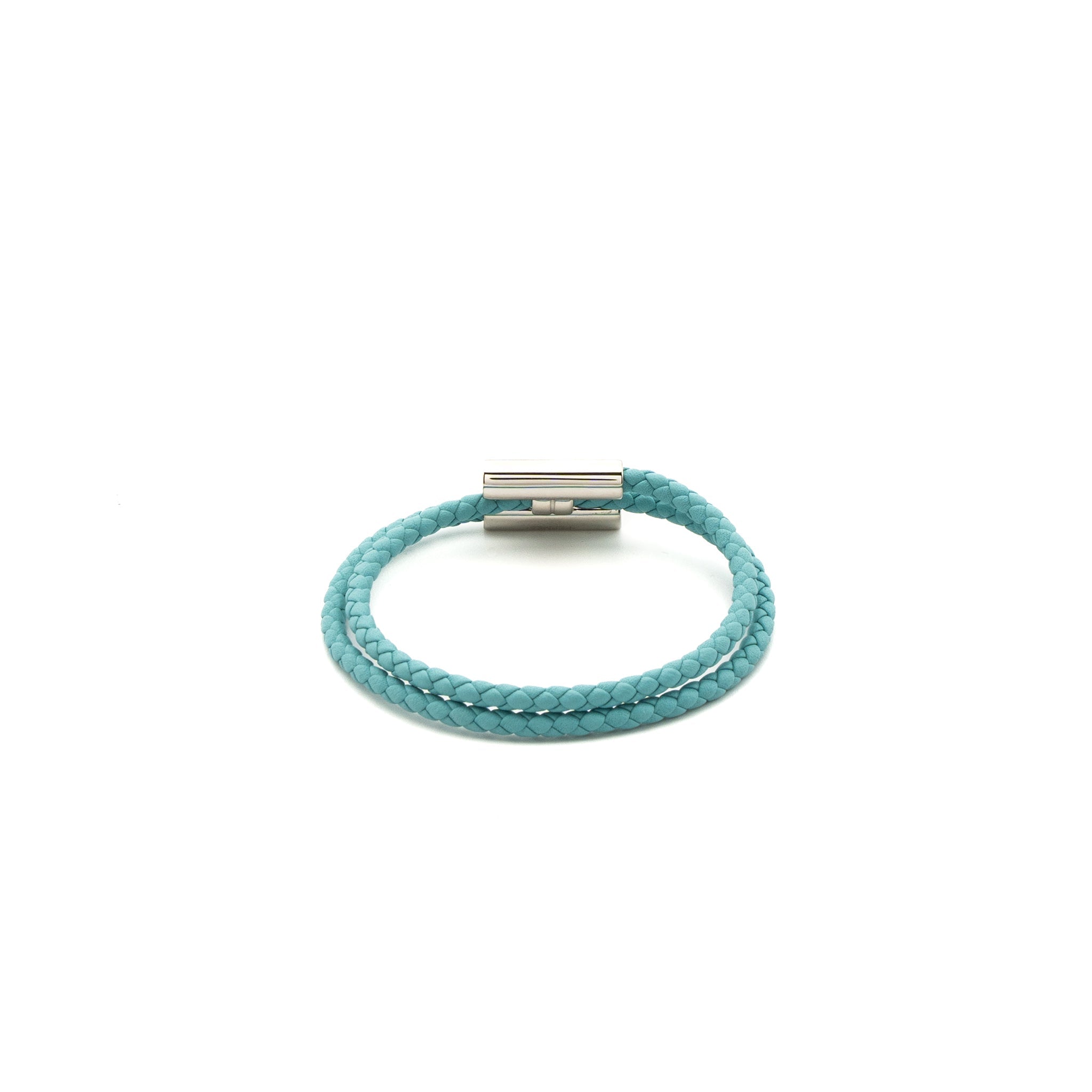 HERMES SIZE T3 TOURNIS TRESSE BRACELET BLUE ATOLL SHW