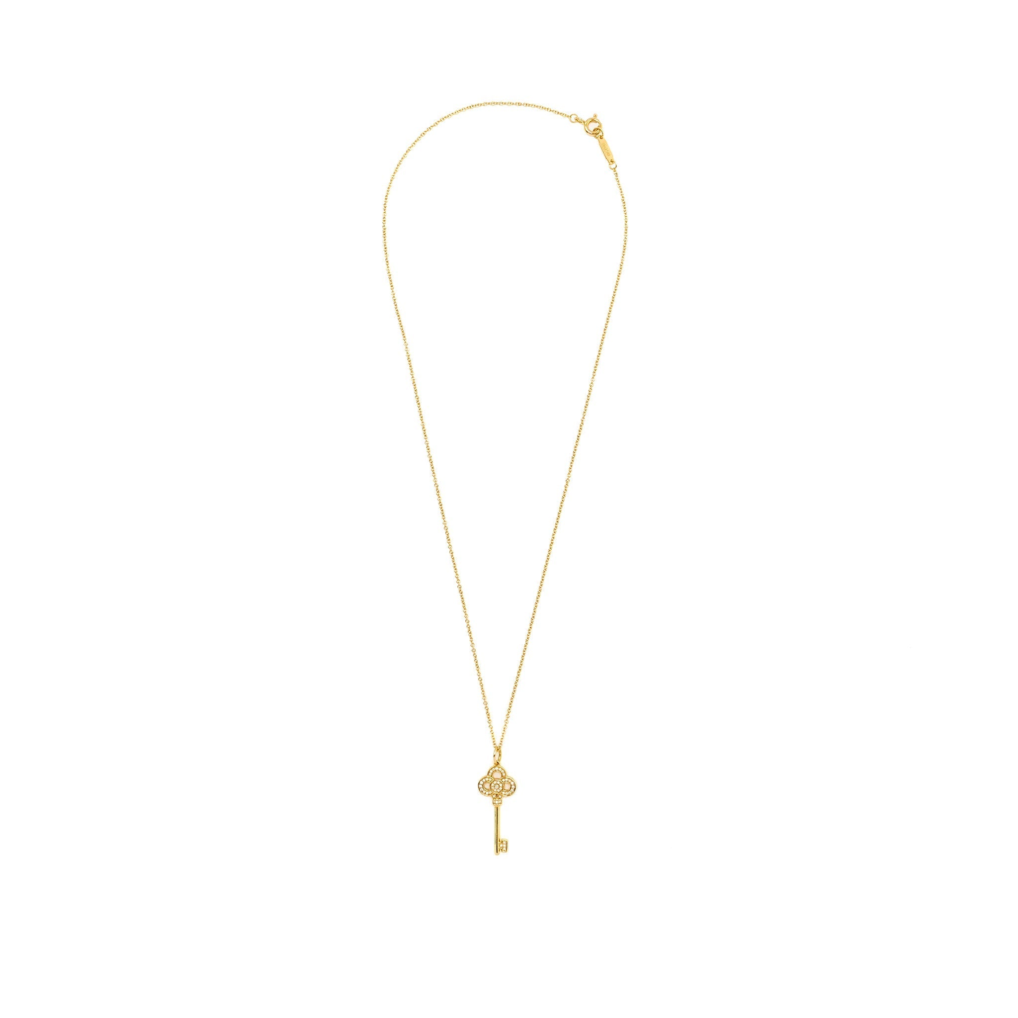 TIFFANY MINI CROWN KEY PENDANT WITH CHAIN ROSE GOLD DIAMONDS
