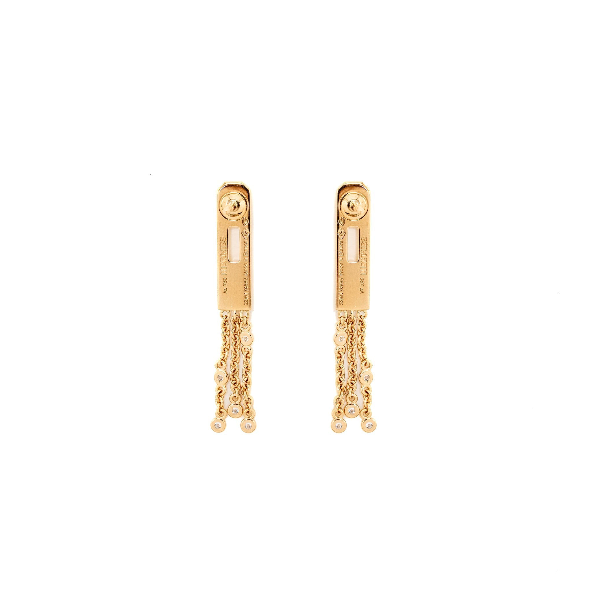 HERMES KELLY GAVROCHE EARRINGS ROSE GOLD, DIAMONDS