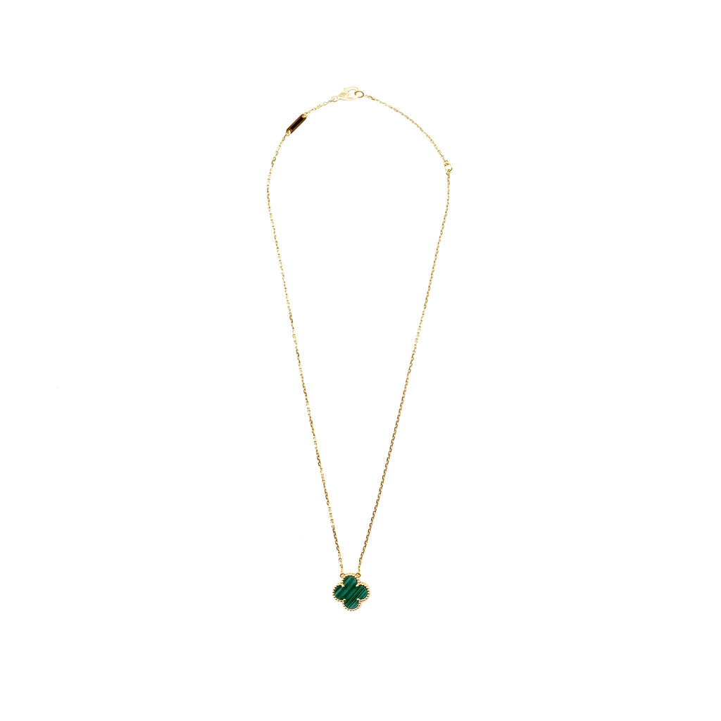 VAN CLEEF & ARPELS VINTAGE ALHAMBRA PENDANT YELLOW GOLD MALACHITE
