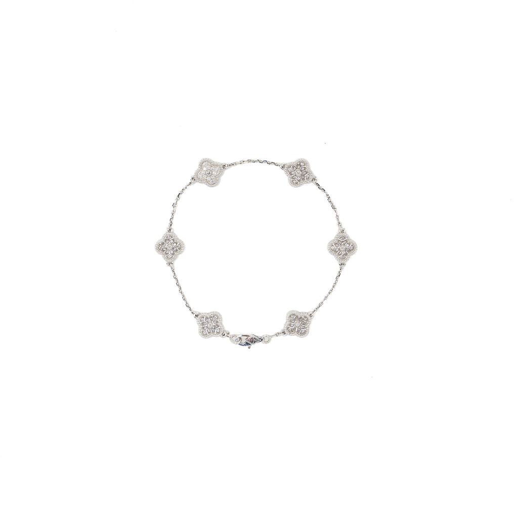 VAN CLEEF & ARPELS SWEET ALHAMBRA BRACELET 6 MOTIF, WHITE GOLD/ DIAMONDS