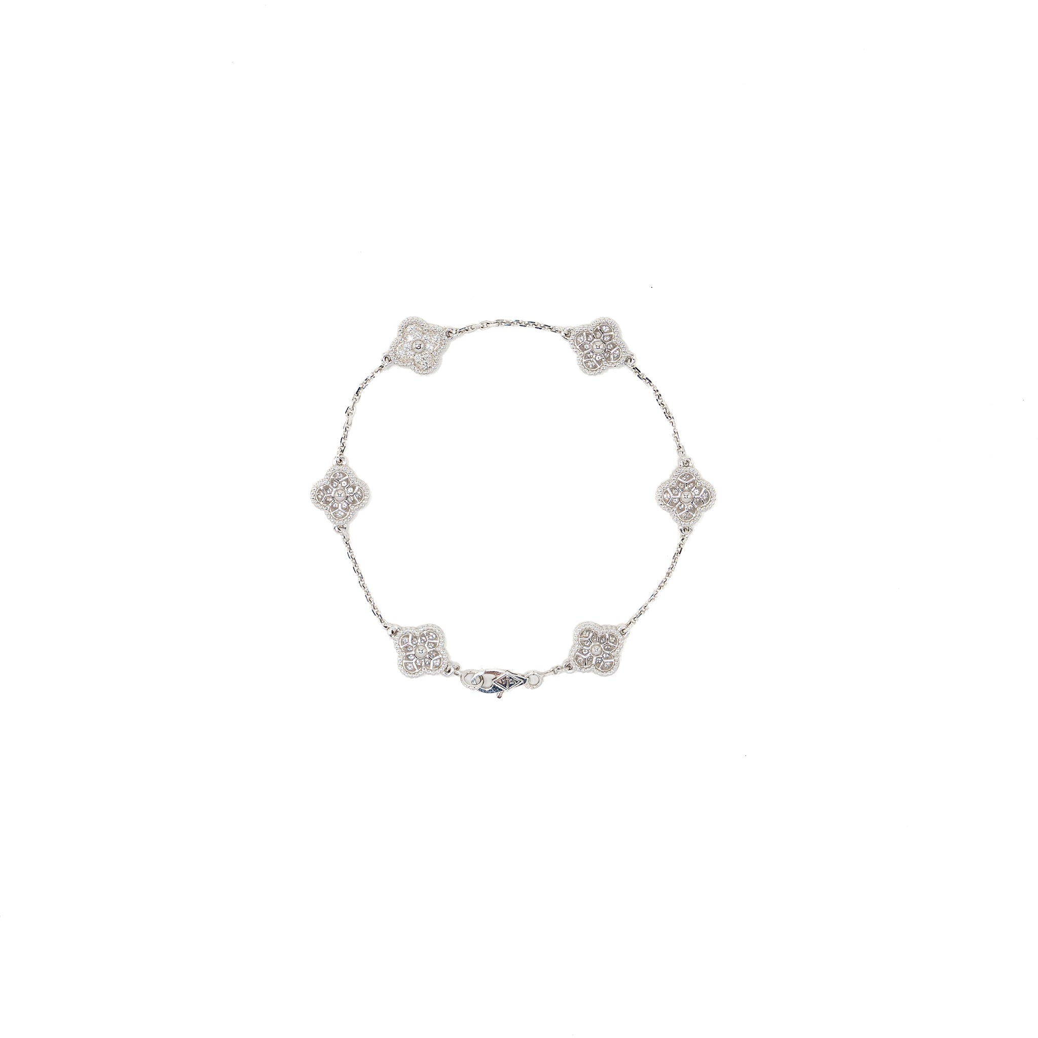 VAN CLEEF & ARPELS SWEET ALHAMBRA BRACELET 6 MOTIF, WHITE GOLD/ DIAMONDS