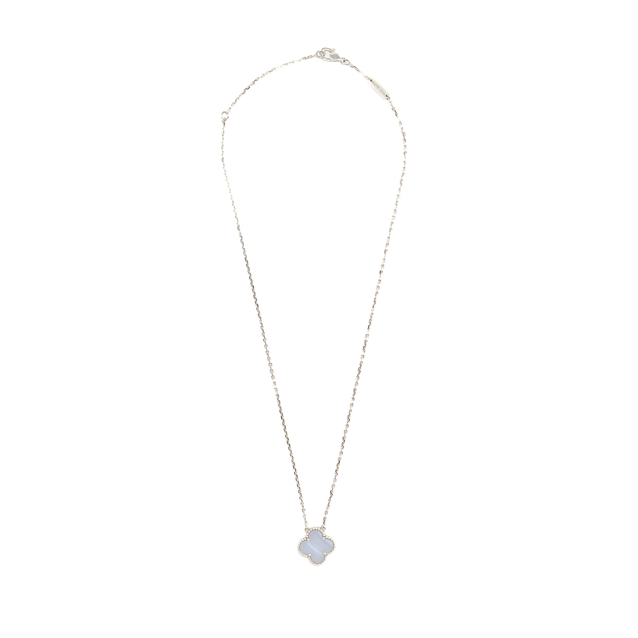 VAN CLEEF & ARPELS VINTAGE ALHAMBRA PENDANT WHITE GOLD, CHALCEDONY