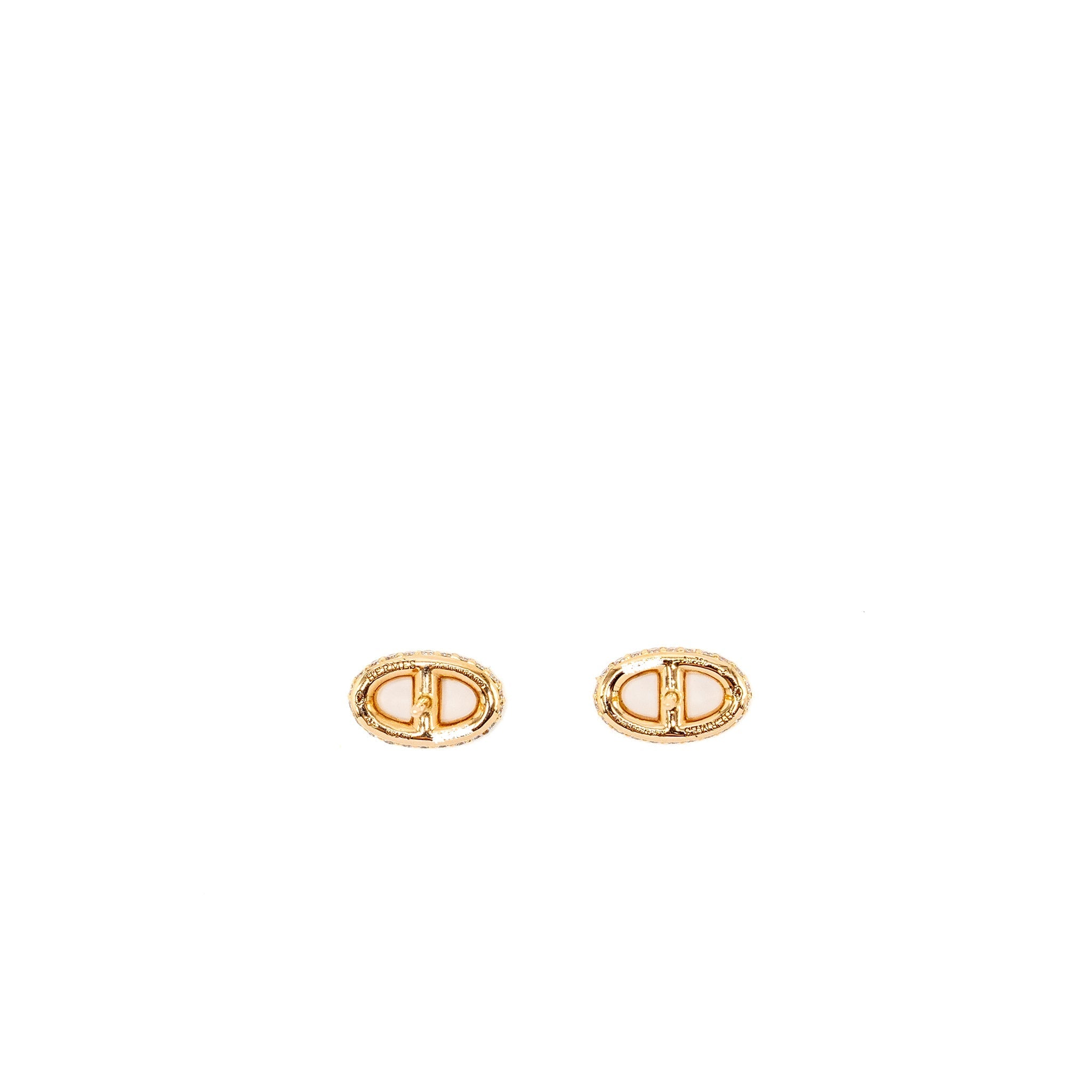 HERMES NEW FARANDOLE EARRINGS ROSE GOLD DIAMONDS