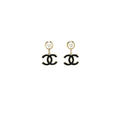 CHANEL CC LOGO PEARL DROP EARRINGS BIG MODEL LGHW